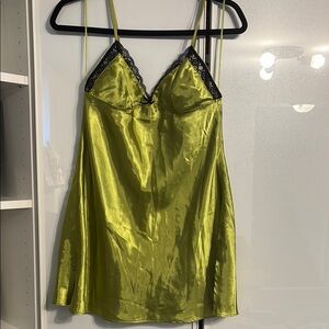 La SENZA Green Satin Chemise Intimates Sleepwear